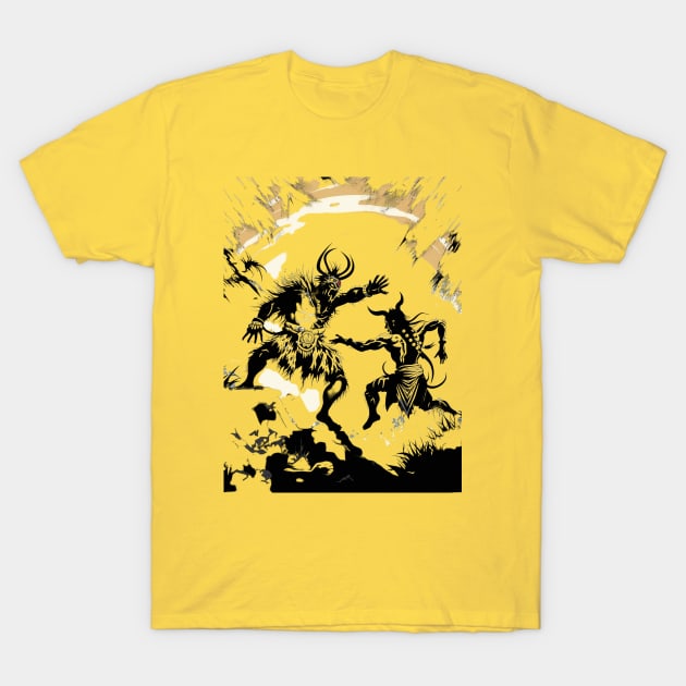 Shaman Dances with the Demon Dance of Fire and Power T-Shirt by FrogandFog